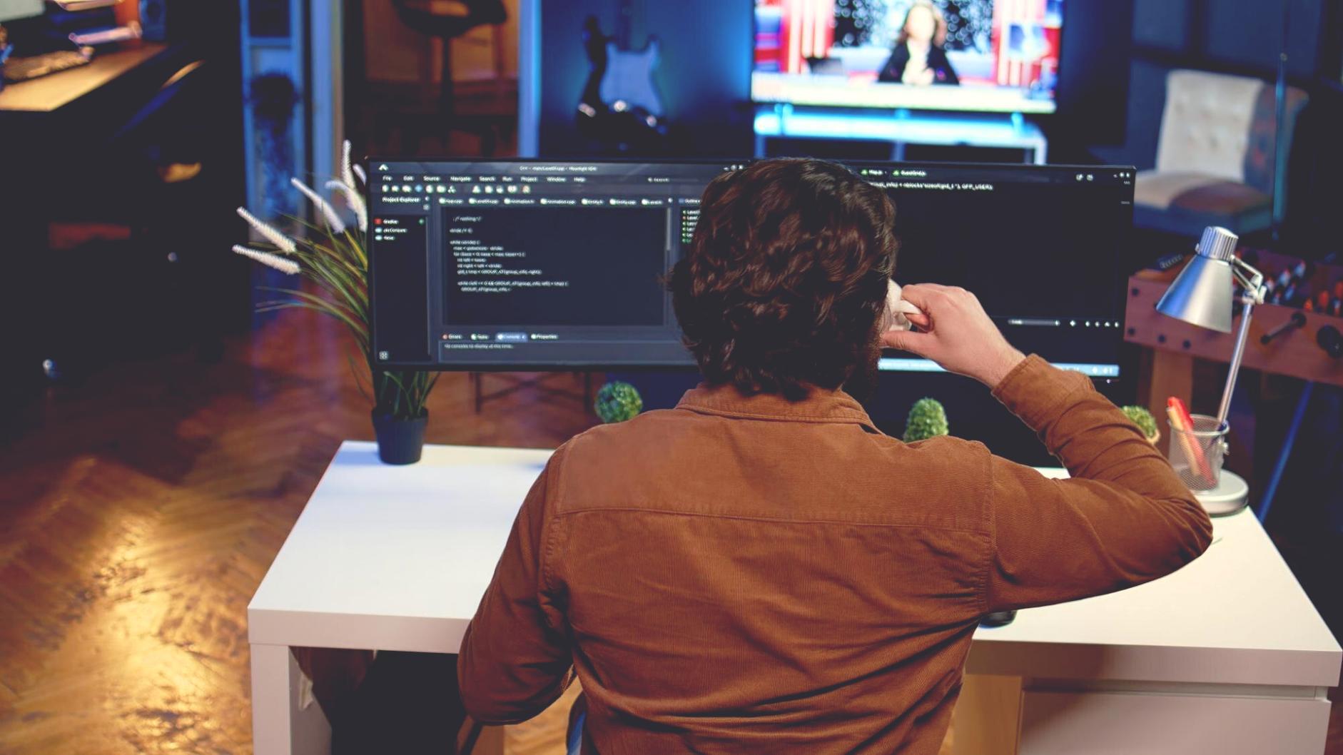 Professional data recovery workstation with multiple hard drives and diagnostic equipment